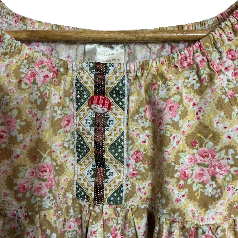 Matilda Jane Fiona In Calico Peasant Top Girls Westside Floral Shirt Size 6